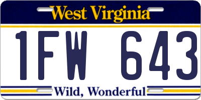 WV license plate 1FW643