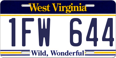WV license plate 1FW644