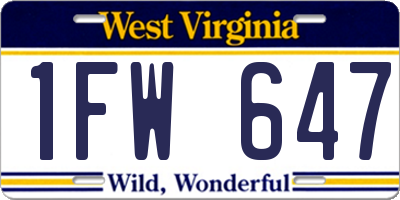 WV license plate 1FW647