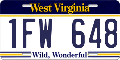 WV license plate 1FW648