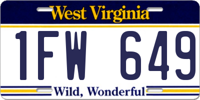 WV license plate 1FW649