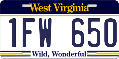 WV license plate 1FW650