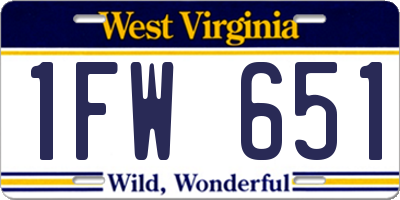 WV license plate 1FW651