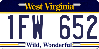 WV license plate 1FW652