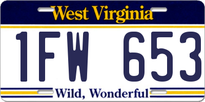 WV license plate 1FW653
