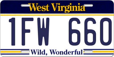 WV license plate 1FW660