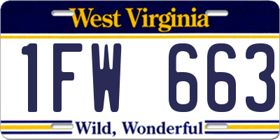 WV license plate 1FW663