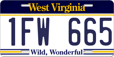 WV license plate 1FW665