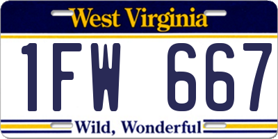 WV license plate 1FW667