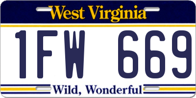 WV license plate 1FW669