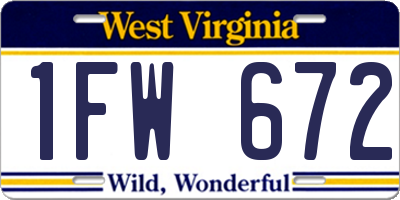 WV license plate 1FW672