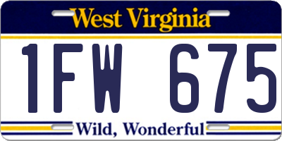 WV license plate 1FW675