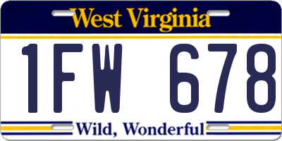 WV license plate 1FW678