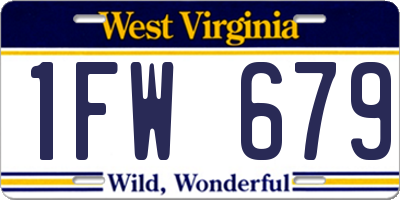 WV license plate 1FW679