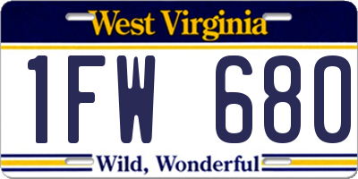 WV license plate 1FW680
