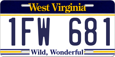 WV license plate 1FW681
