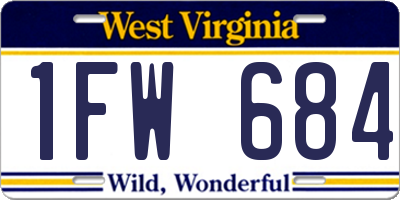WV license plate 1FW684