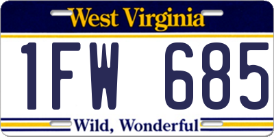 WV license plate 1FW685