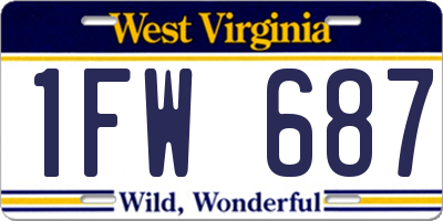 WV license plate 1FW687
