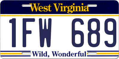 WV license plate 1FW689