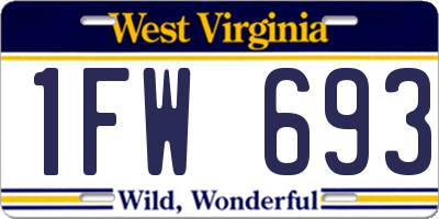WV license plate 1FW693