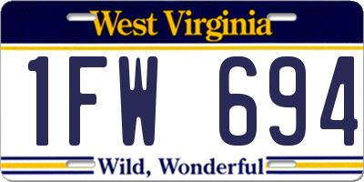 WV license plate 1FW694