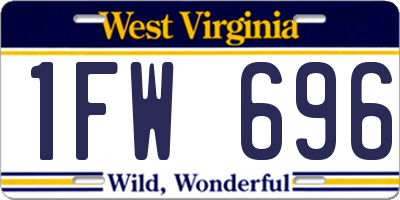 WV license plate 1FW696