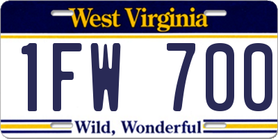WV license plate 1FW700