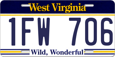 WV license plate 1FW706