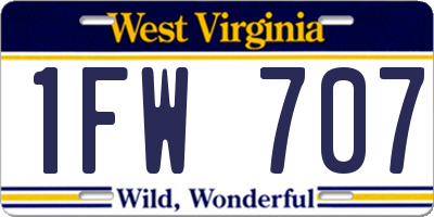 WV license plate 1FW707