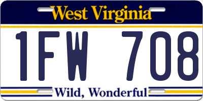 WV license plate 1FW708