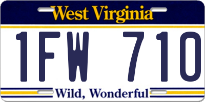 WV license plate 1FW710