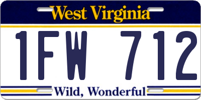 WV license plate 1FW712