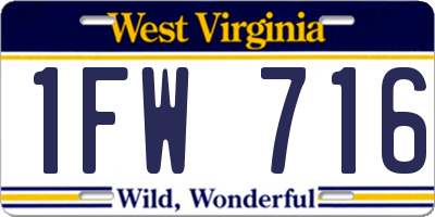 WV license plate 1FW716