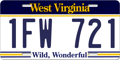 WV license plate 1FW721