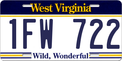 WV license plate 1FW722