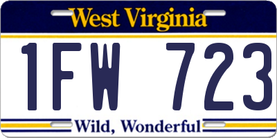 WV license plate 1FW723