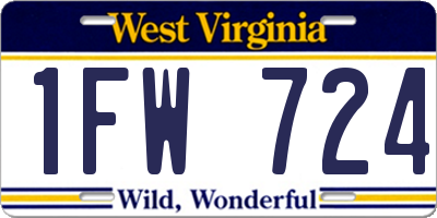 WV license plate 1FW724