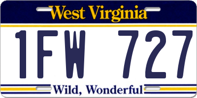WV license plate 1FW727
