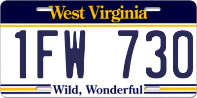WV license plate 1FW730