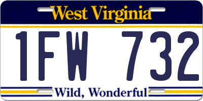 WV license plate 1FW732
