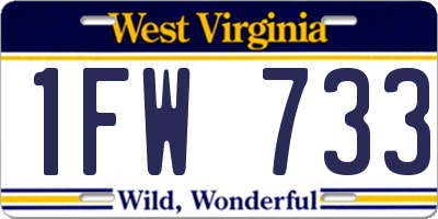 WV license plate 1FW733
