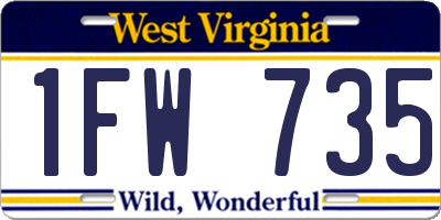 WV license plate 1FW735