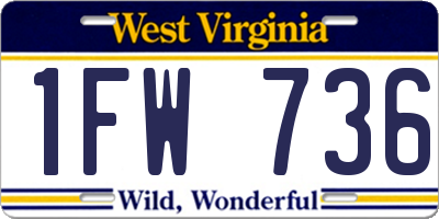 WV license plate 1FW736