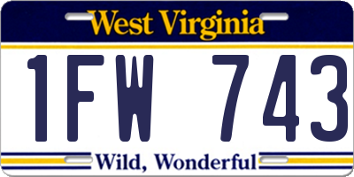 WV license plate 1FW743