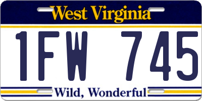 WV license plate 1FW745