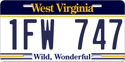 WV license plate 1FW747
