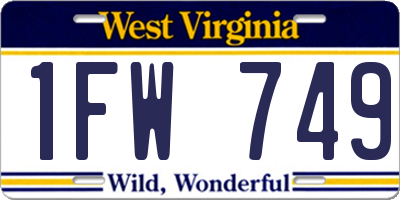 WV license plate 1FW749