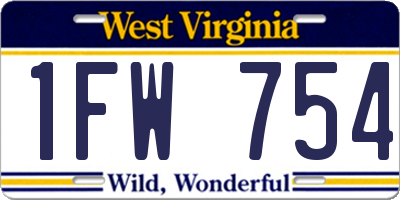 WV license plate 1FW754