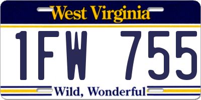WV license plate 1FW755